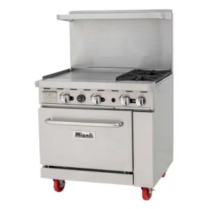 36” Wide, 2 Burner Liquid Propane Range with 24”Griddle, Left side