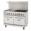 48” Wide, 4 Burner Liquid Propane Range with 24” Griddle, Left side