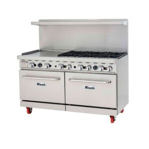 -60” Wide, 6 Burner Liquid Propane Range with 24” Griddle, Left side