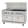 60” Wide, 6 Burner Natural Gas Range with 24” Griddle, Left side