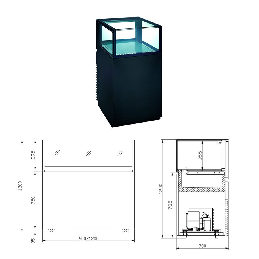 P720VT1| Showcase refrigerator with drawer