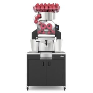 Zumex 10007 Speed Up All-in-One High Capacity Automatic Feed Pomegranate Juicer with Wide Black Podium - 30 Fruits / Minute