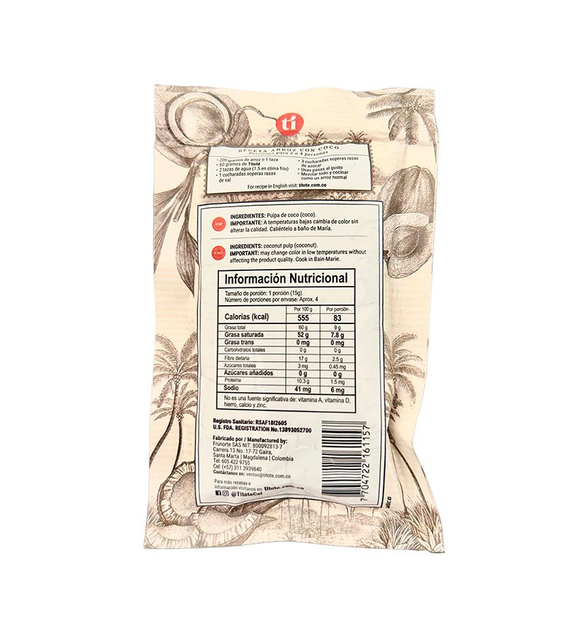 Coconut Concentrate -100% Coconut Derived Satchet 60 gr