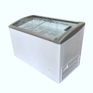 Fricon HFSL388-1I047 Slightly Curved Glass Top Sliding Lid Display Chest Freezer (HFSL388-1I047)