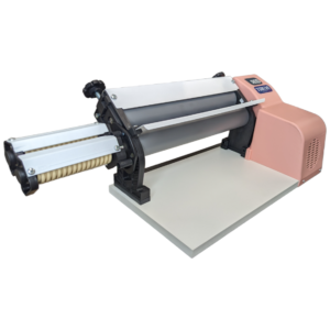 TREVI Fondant and dough rolling sheeter 14½" width cylinder, electric, with dough cutter, non-stick rollers, PINK