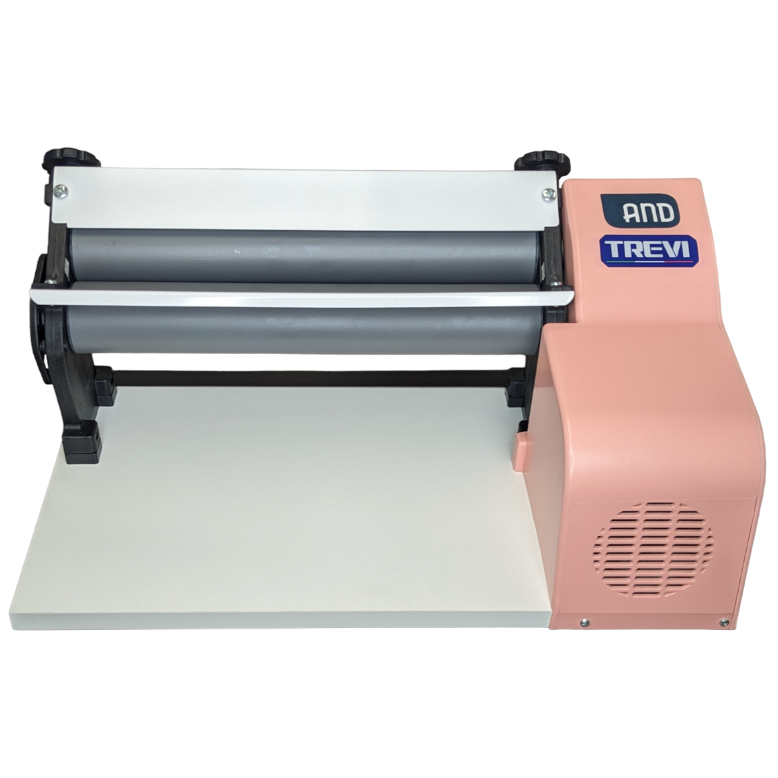 TREVI Fondant and dough rolling sheeter 14½" width cylinder, electric, with dough cutter, non-stick rollers, PINK - Image 5