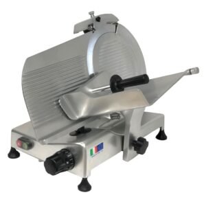 TREVI Commercial Meat Slicer 10 in. Model Super 250T ETL – Electric, Semi-Auto, Deli Meat and Cheese Food Slicer Commercial for use, Belt Driven, Aluminum, 1/3HP 120Vol/60hz